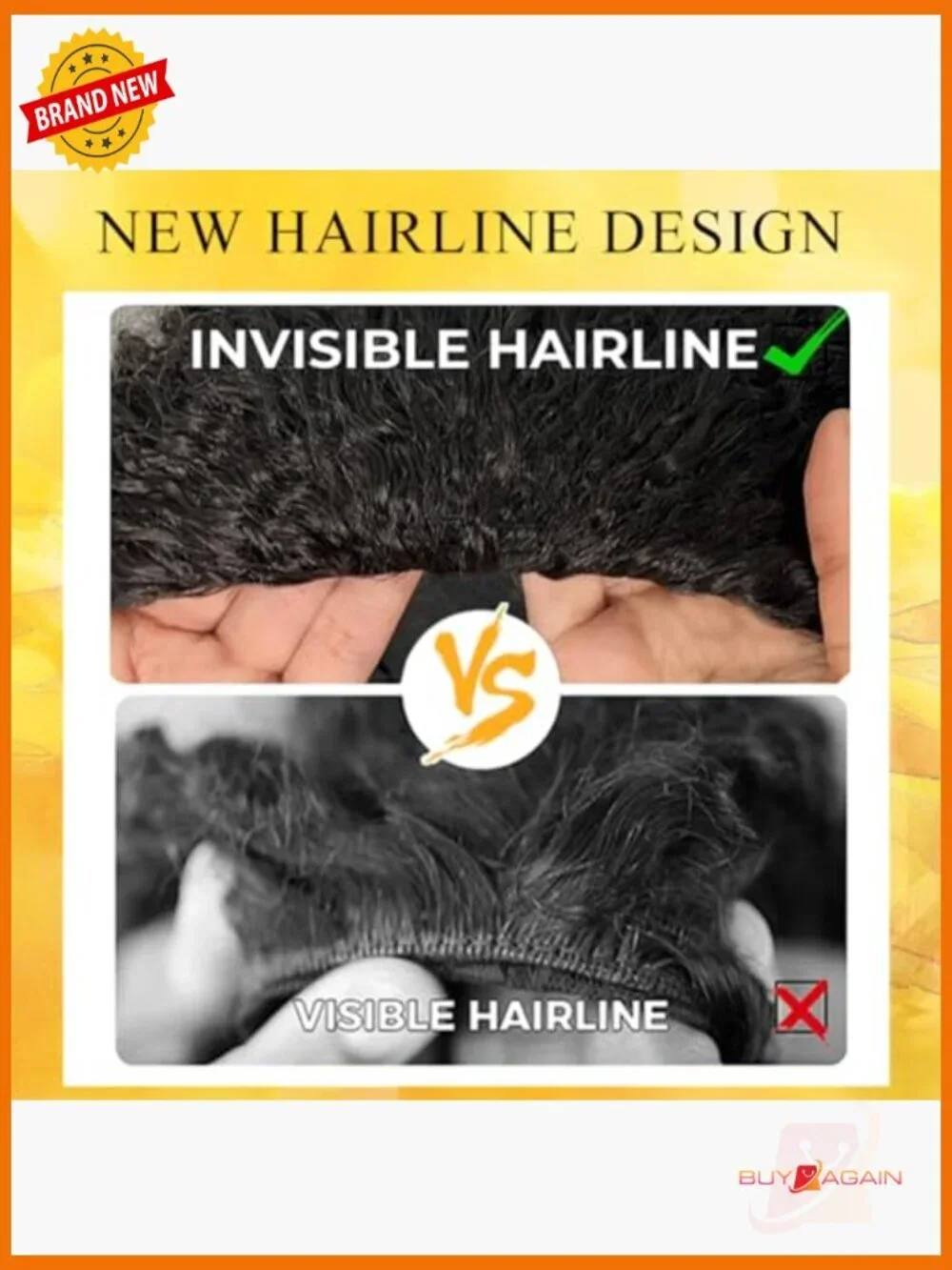 200% Density Kinky Curly Half Wig Human Hair Glueless 18in